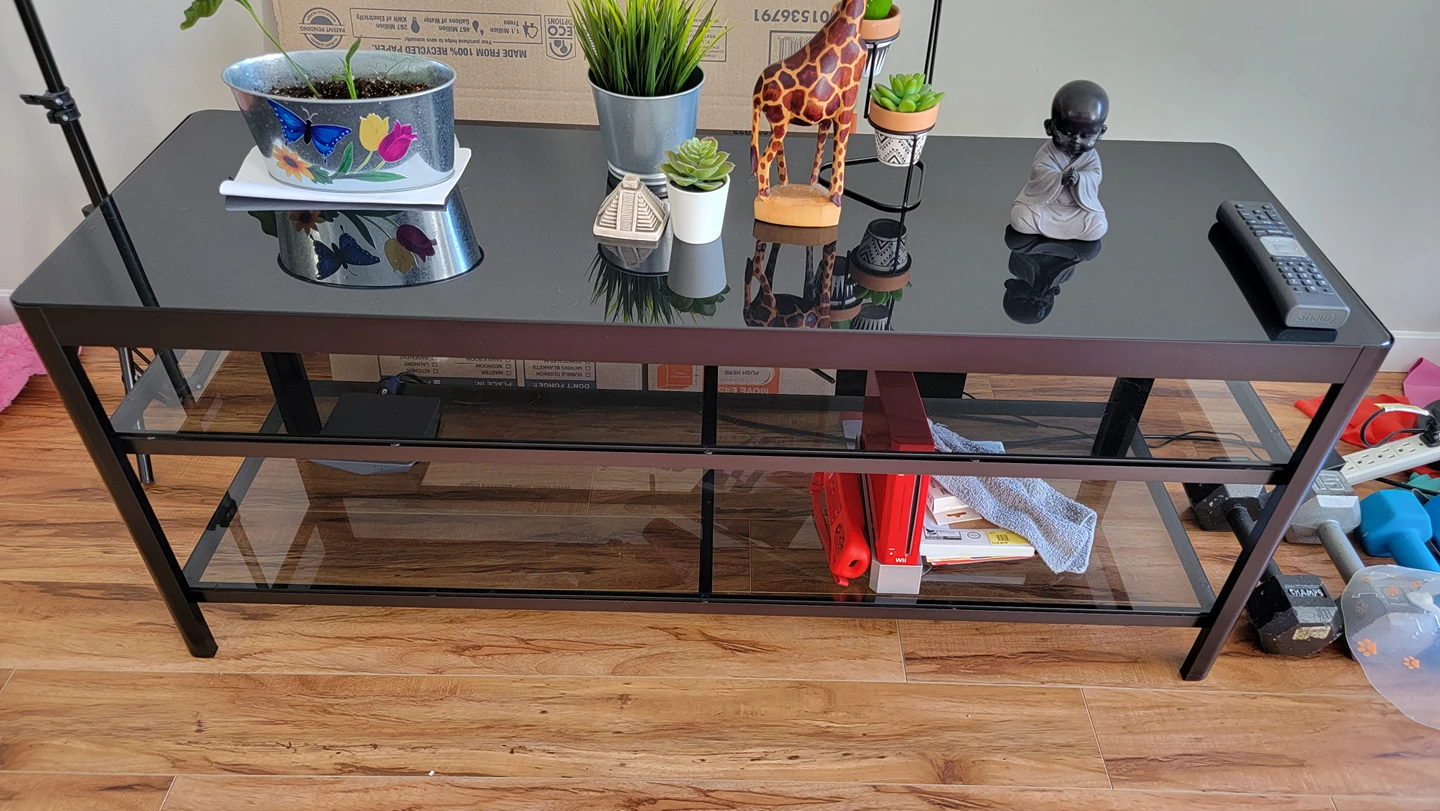 ikea glass TV stand - photo 4