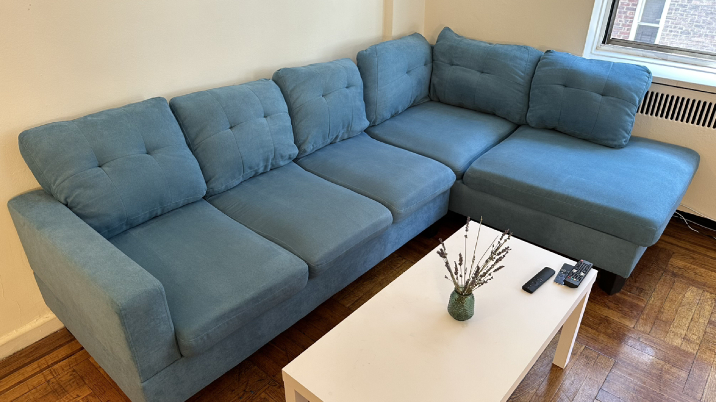 Turquoise 98” 2 piece sectional sofa