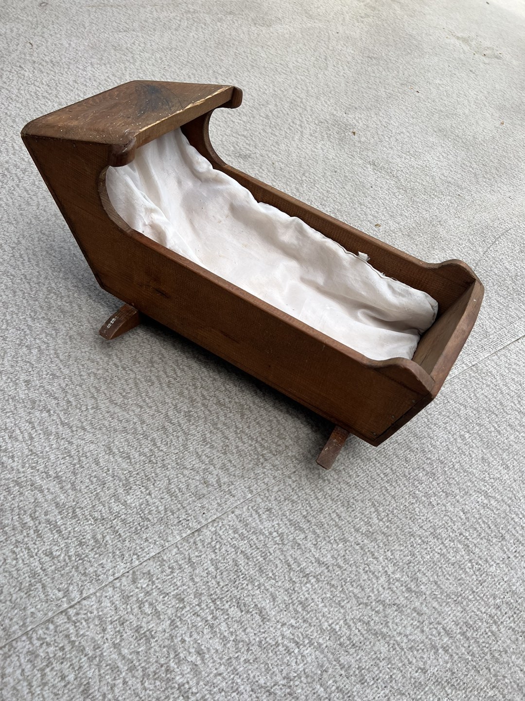 Beautiful wooden doll cradle