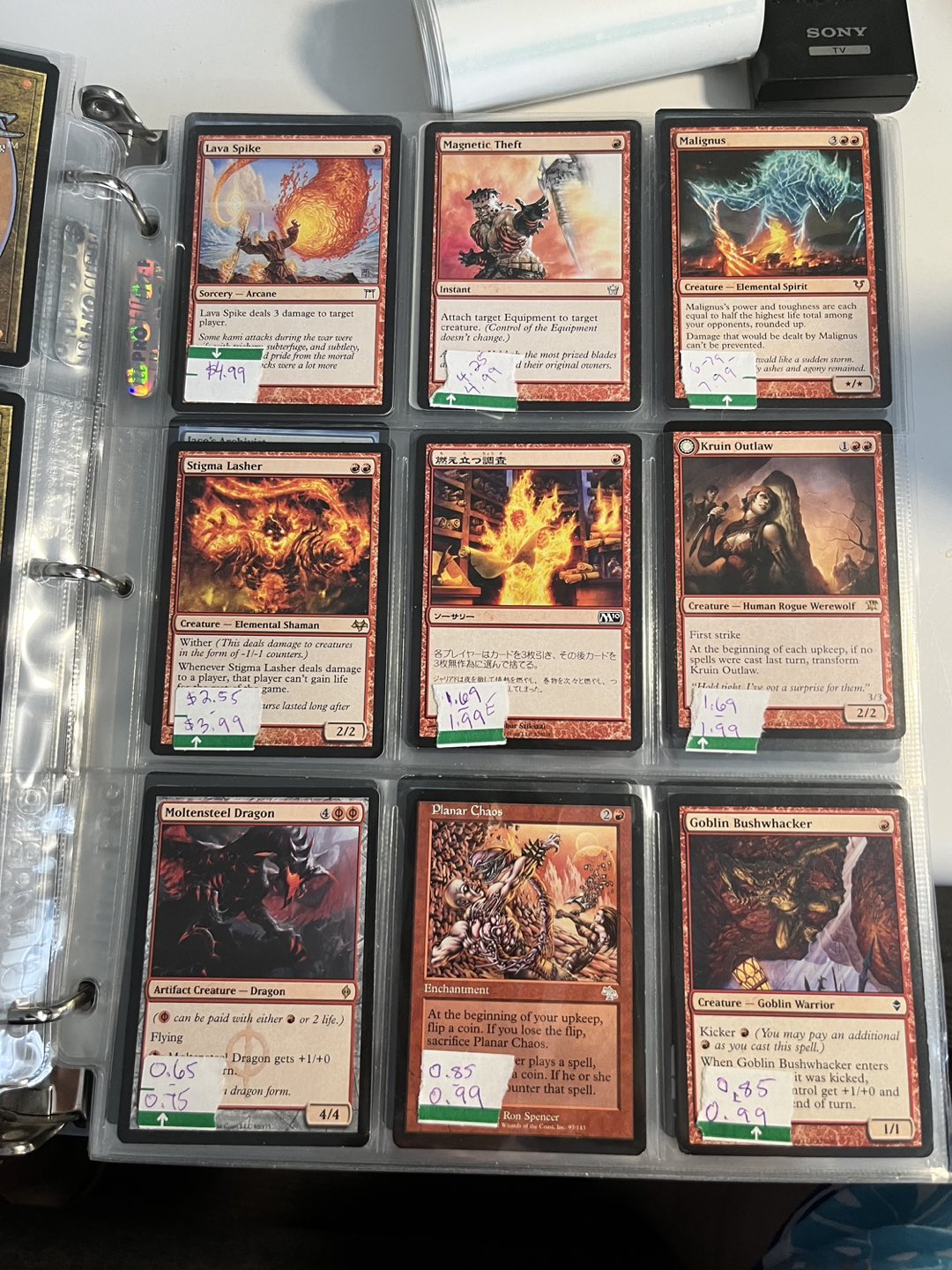 Magic the Gathering - fire / red cards + thumbnail