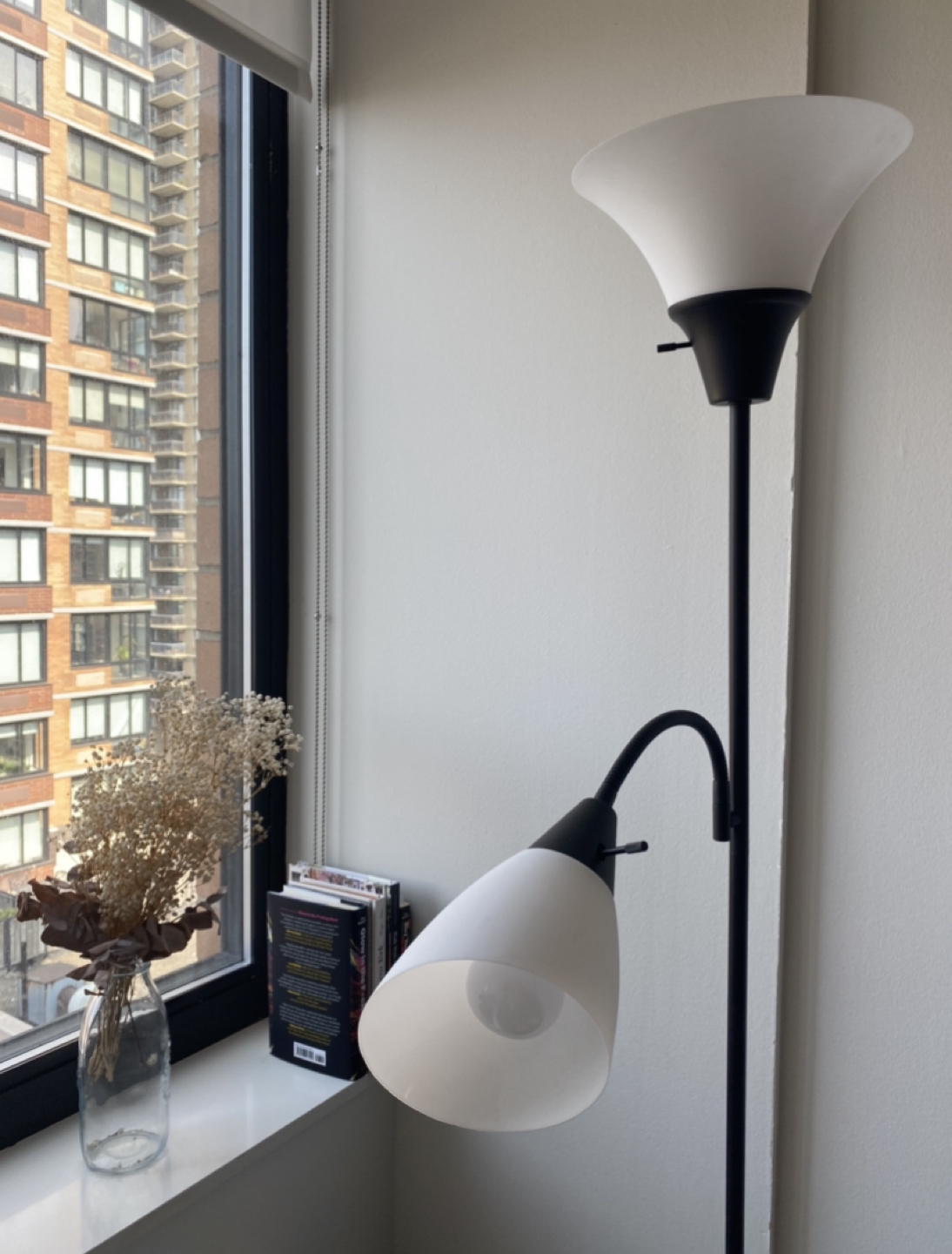 Two head black standing lamp