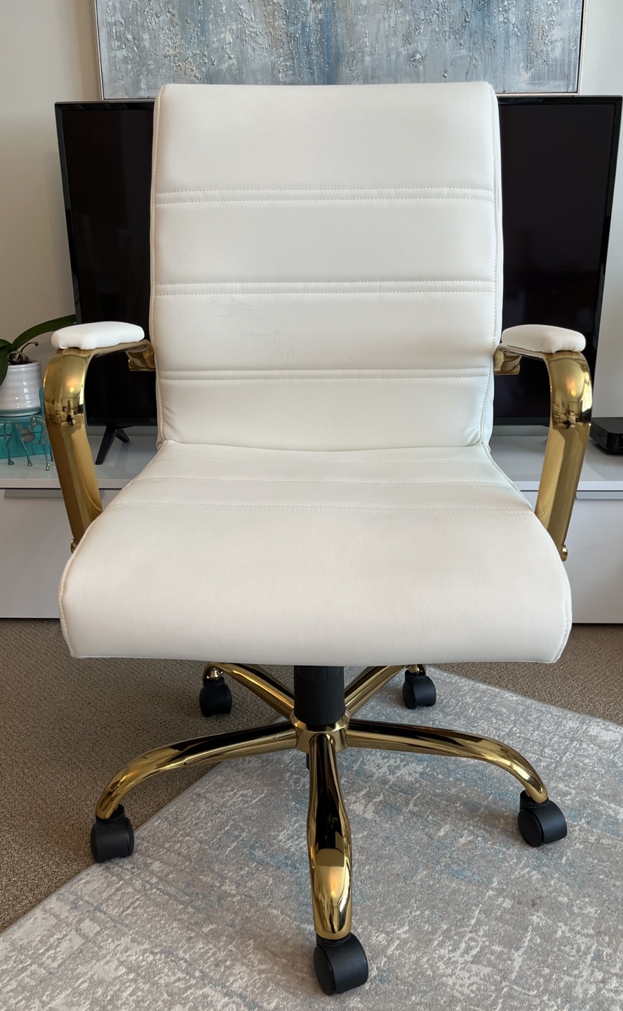 Gold & White Office Chair thumbnail