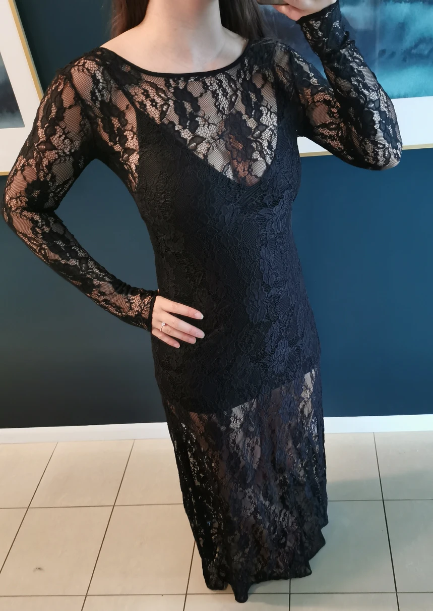 Black lace gown thumbnail