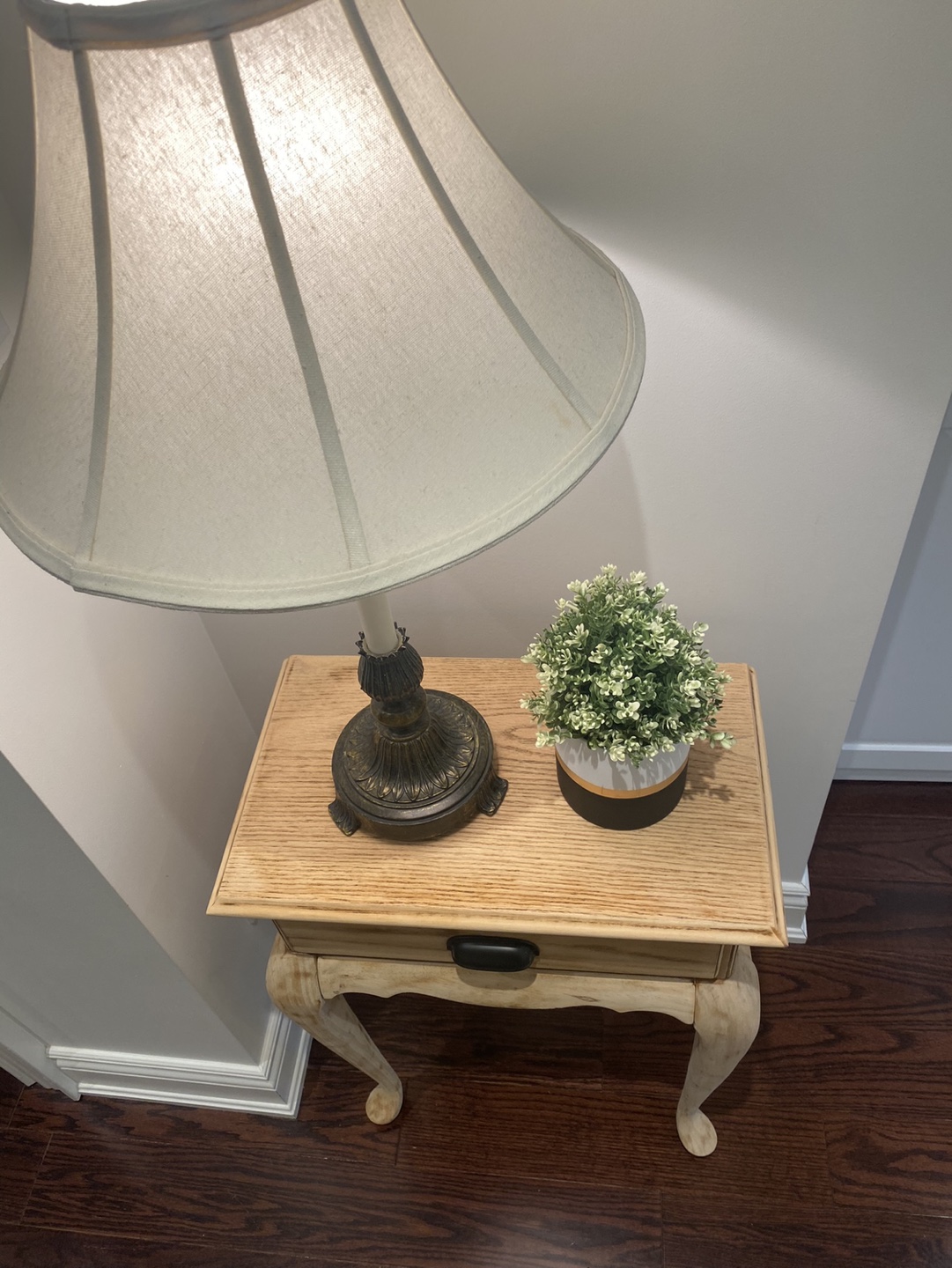 Bleached Vintage French Rustic Walnut Solid Wood Side Table - photo 2