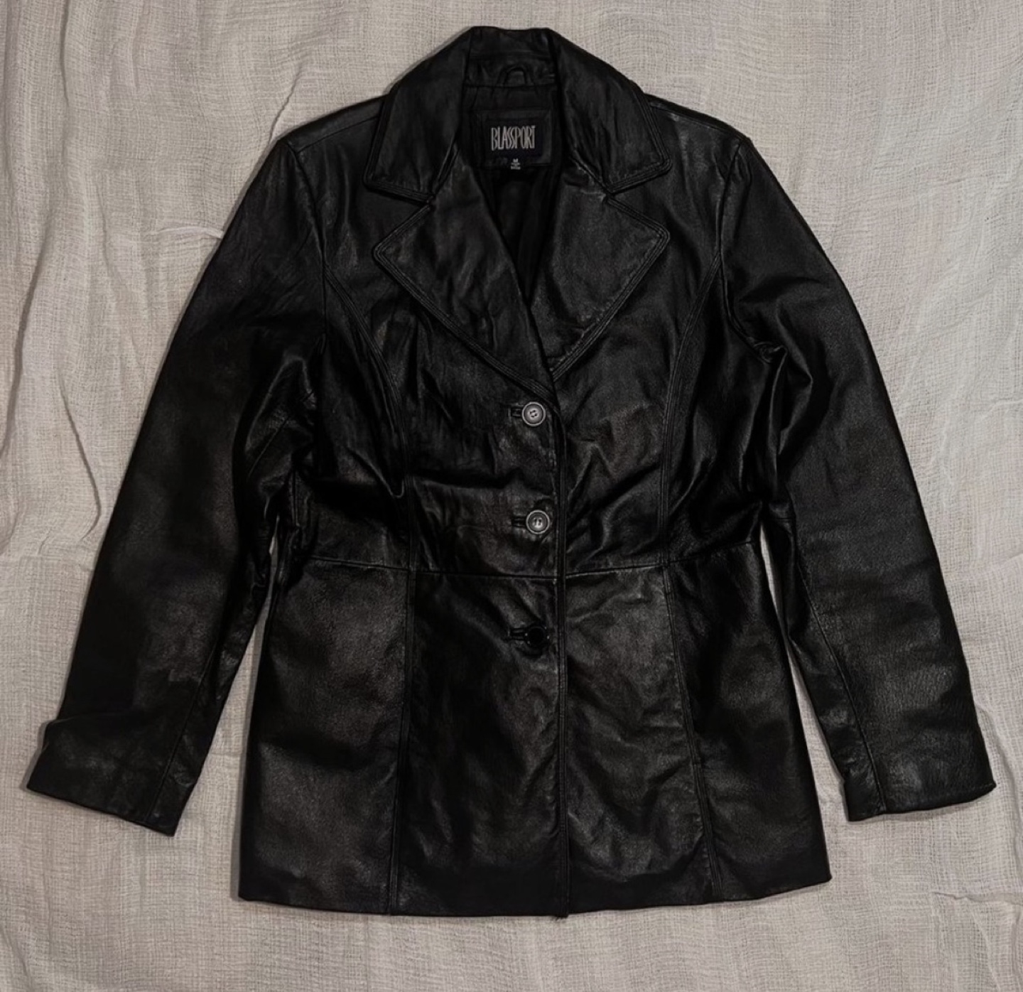 Vintage Black Leather Jacket • Size M - photo 2