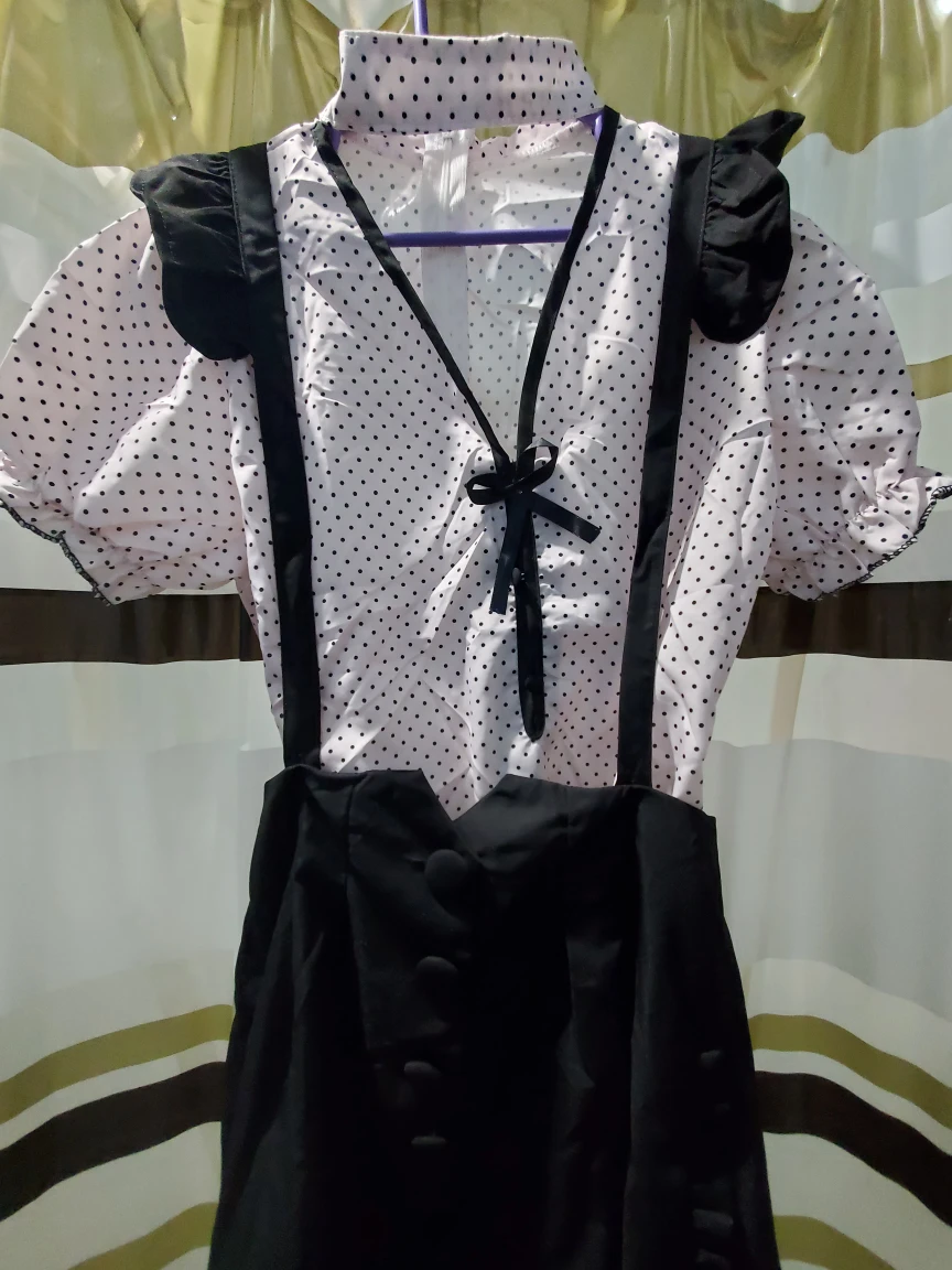 Pink blouse and suspender skirt set thumbnail