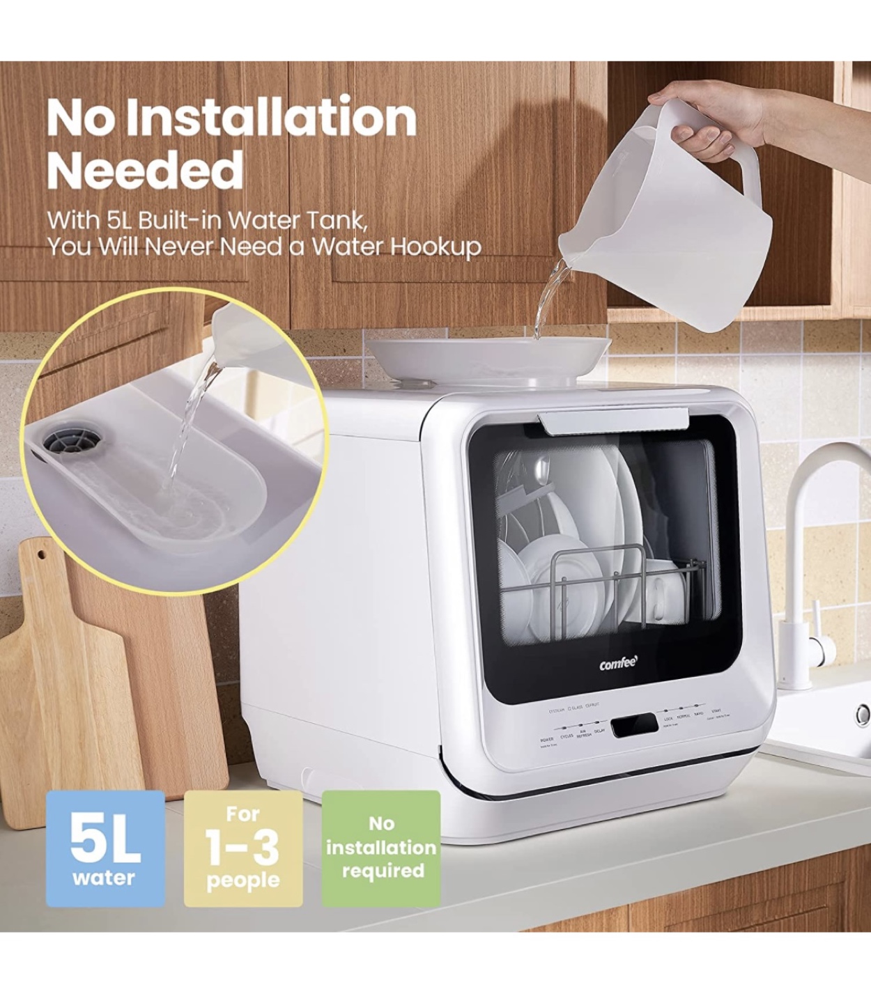 COMFEE' Countertop Dishwasher, Portable Dishwasher - photo 3