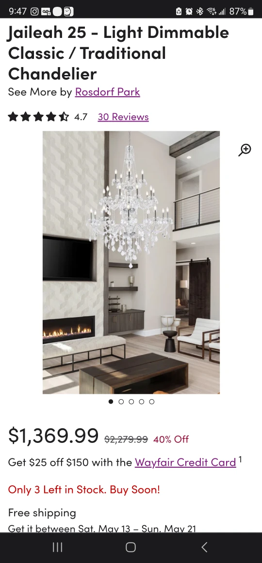 XXL crystal chandelier (adjustable height) - photo 3