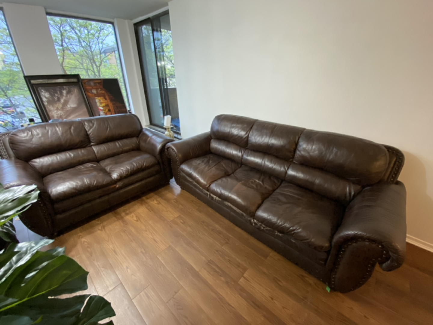 Leather sofa and love seat set thumbnail