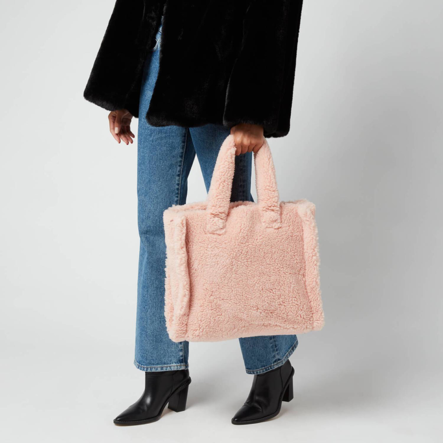 Stand Studio pink shearling tote - photo 2