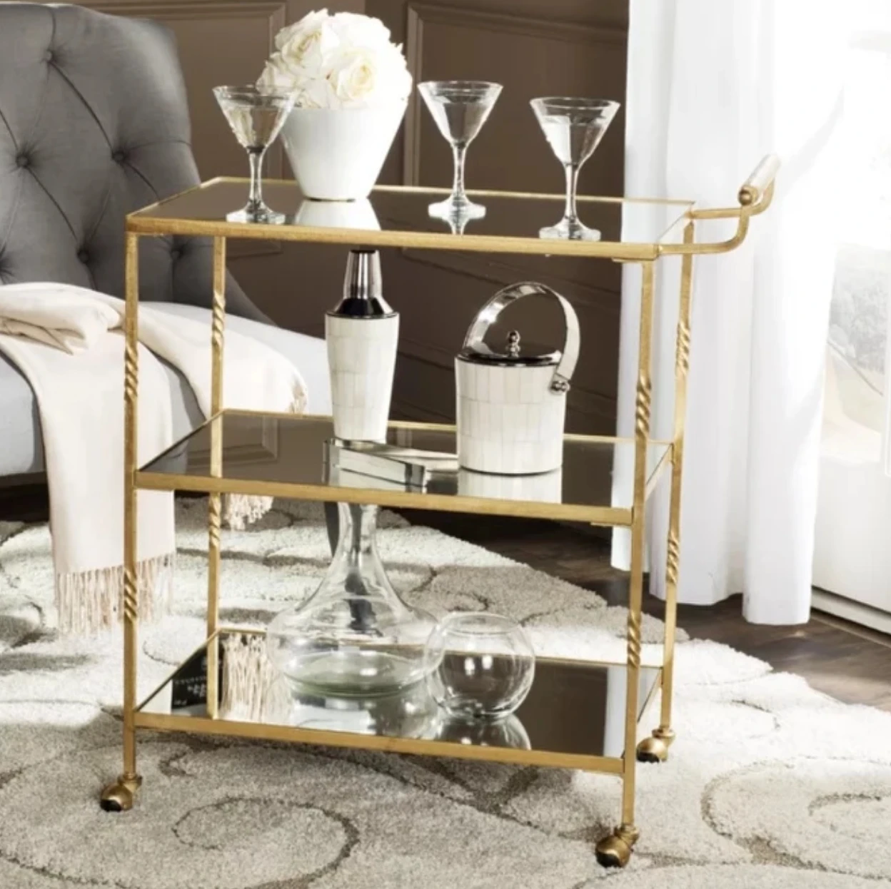 Gold-leaf Effect Bar Cart