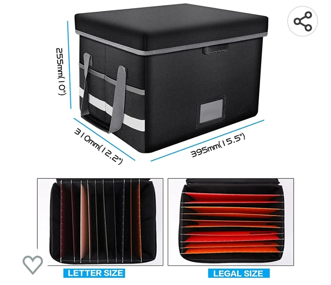 Brand New Fireproof File Box with Lock Lid Collapsible Organizer image indicator(4)