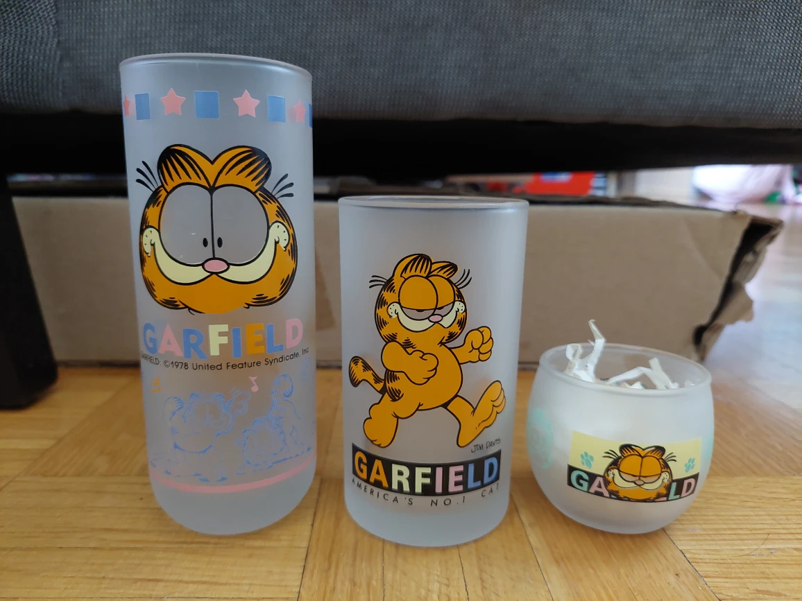 Vintage Garfield 1978 Jim Davis Frosted Glass Cup