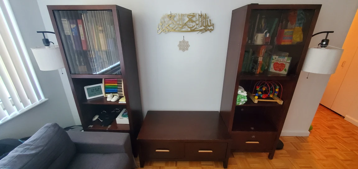 3 Piece Solid Wood Entertainment Center (Bookshelves & TV Stand)