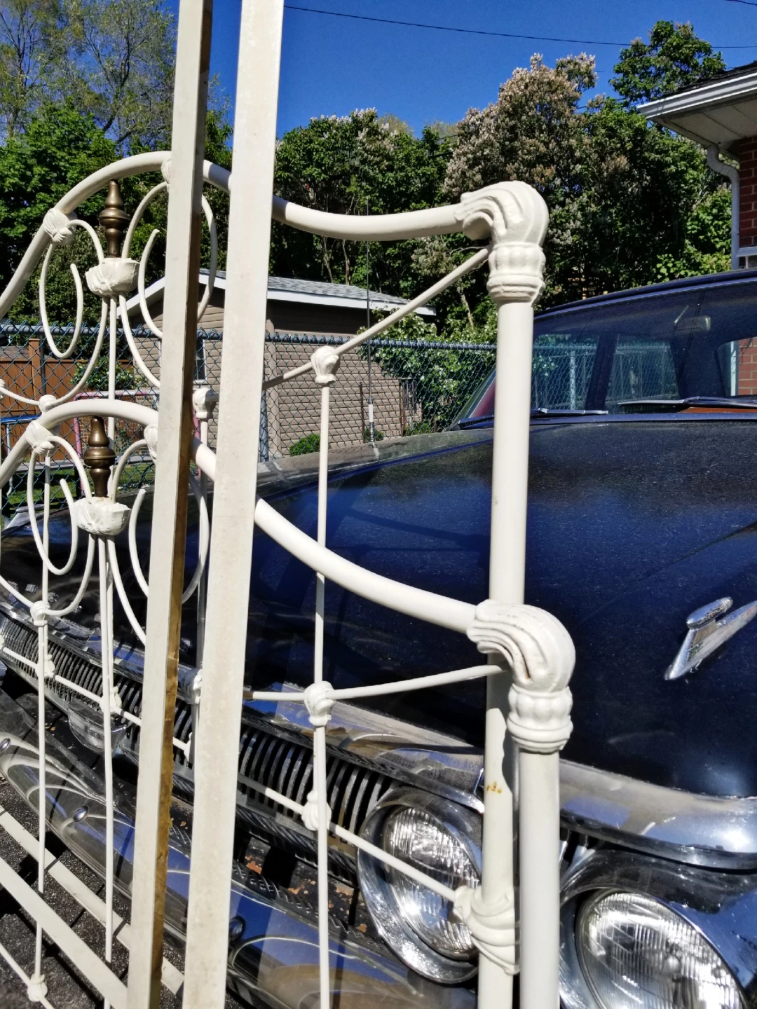 Antique Wrought Iron complete bed frame image indicator(5)