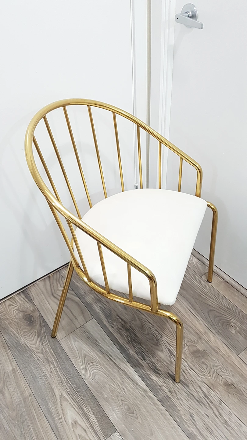 Gold and White Dinning Chair faux white leather seats - photo 2