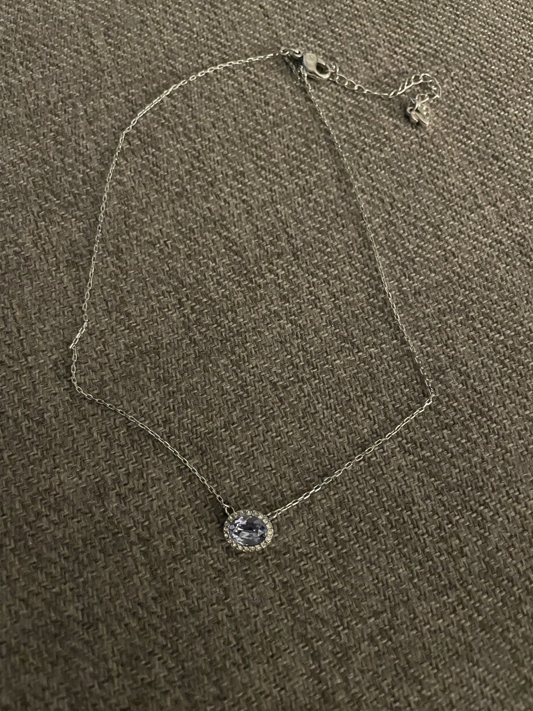 Swarovski sterling silver necklace with light blue crystal jewel thumbnail