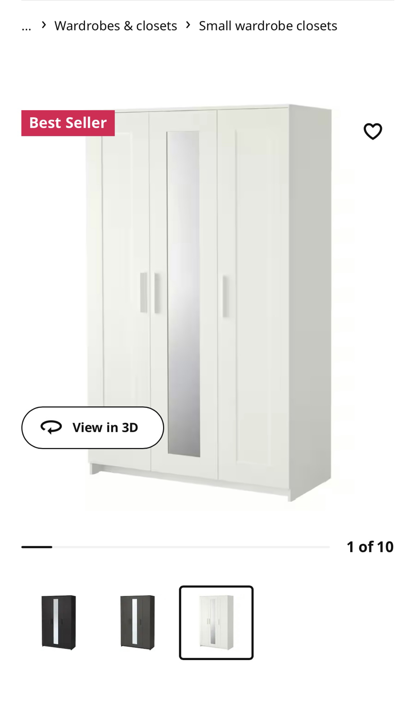 Wardrobe with 3 doors, white,