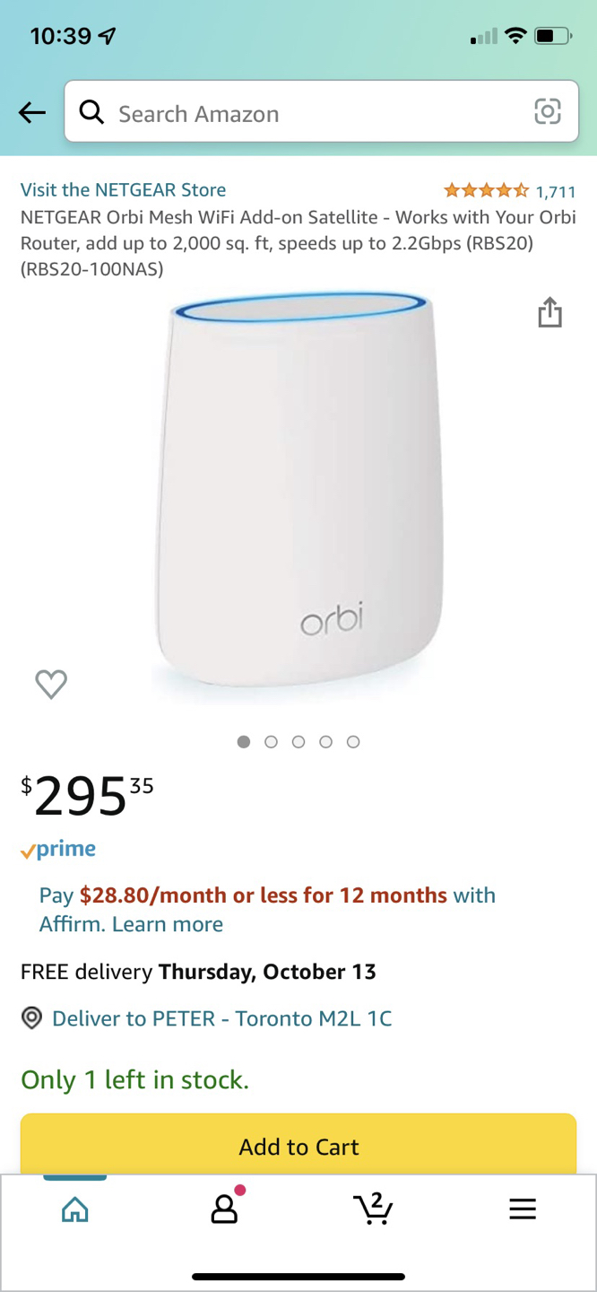 NETGEAR Orbi Mesh WiFi system with 1 Router & 2 Satellites