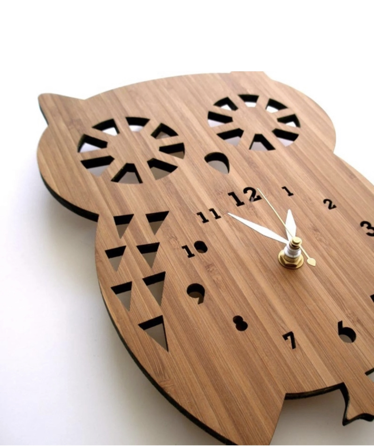 Bamboo Owl Wall Clock by Decoy Lab - photo 2