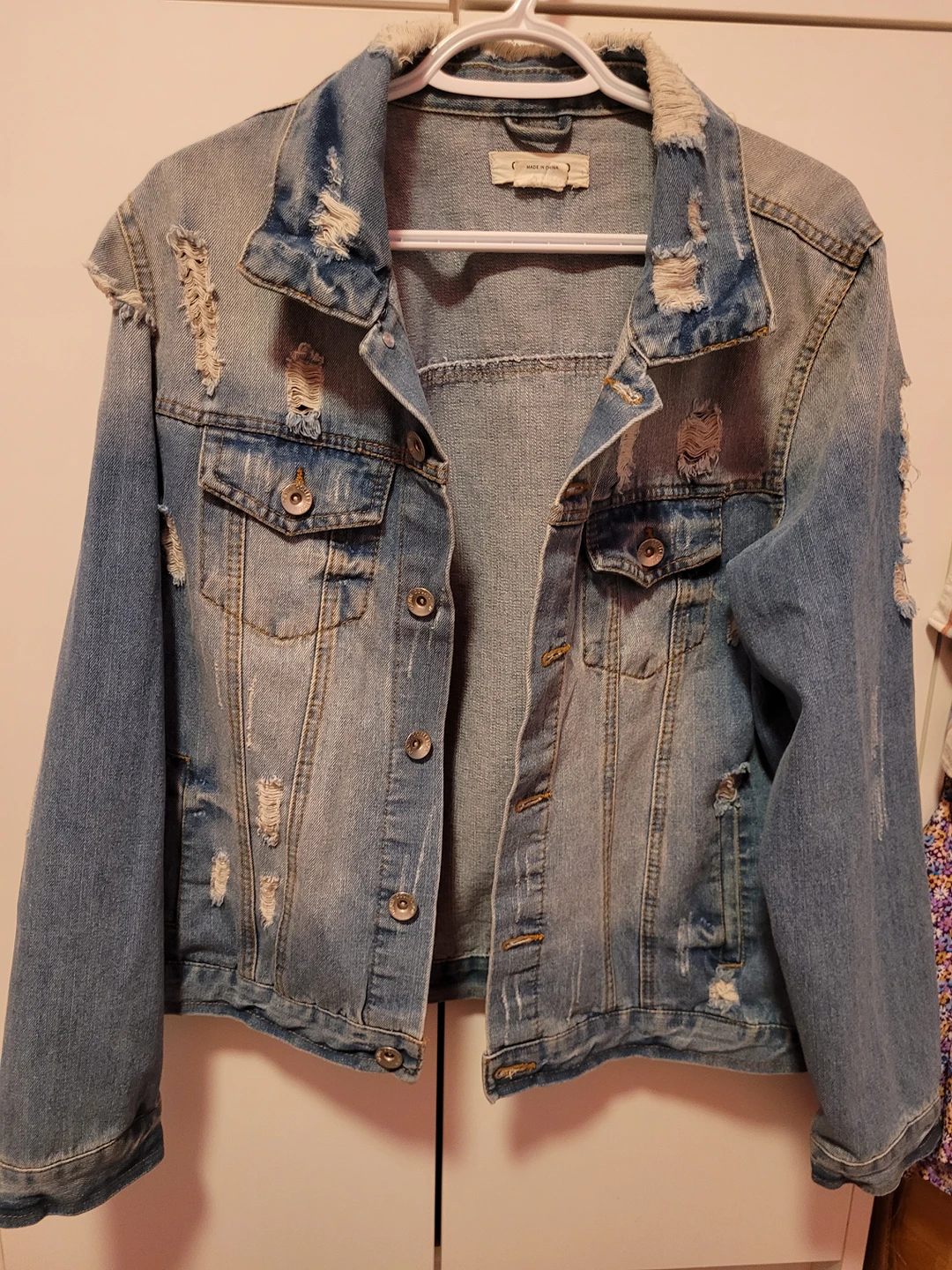 Oversized/Boyfriend Distressed Denim Jacket image indicator(4)