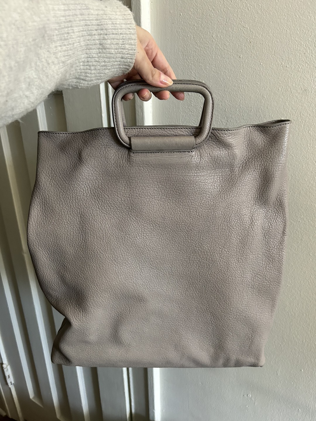 Ela tote/messenger bag light grey leather - photo 2