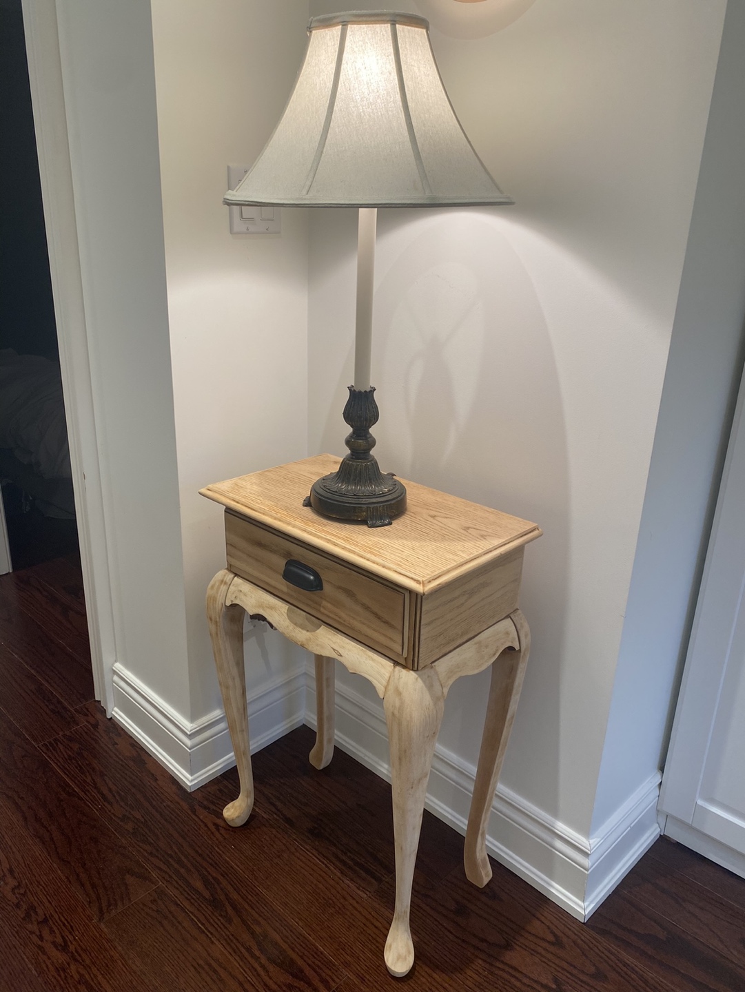 Bleached Vintage French Rustic Walnut Solid Wood Side Table - photo 4