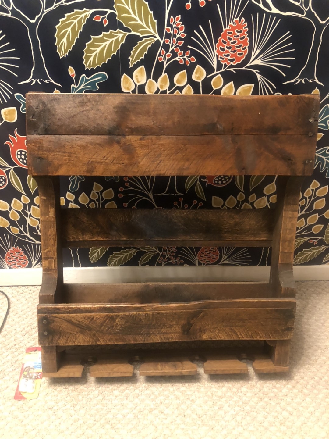 Upcycled wood Wine rack for wall with hardware thumbnail