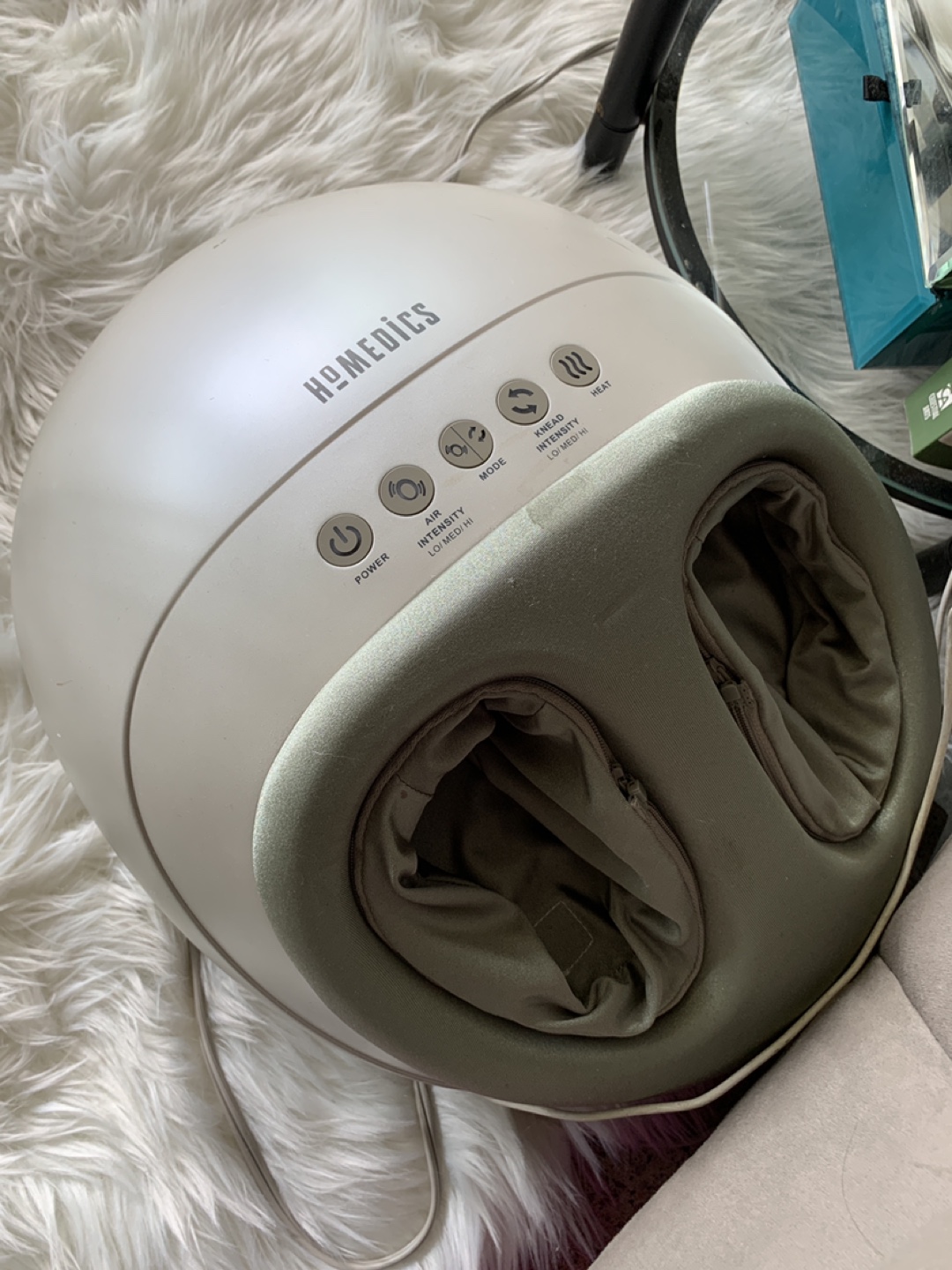 Homedics foot massager with washable insert.