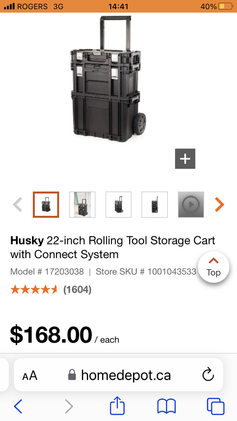 Husky 22-inch Rolling Tool Storage Cart with Connect System - photo 3