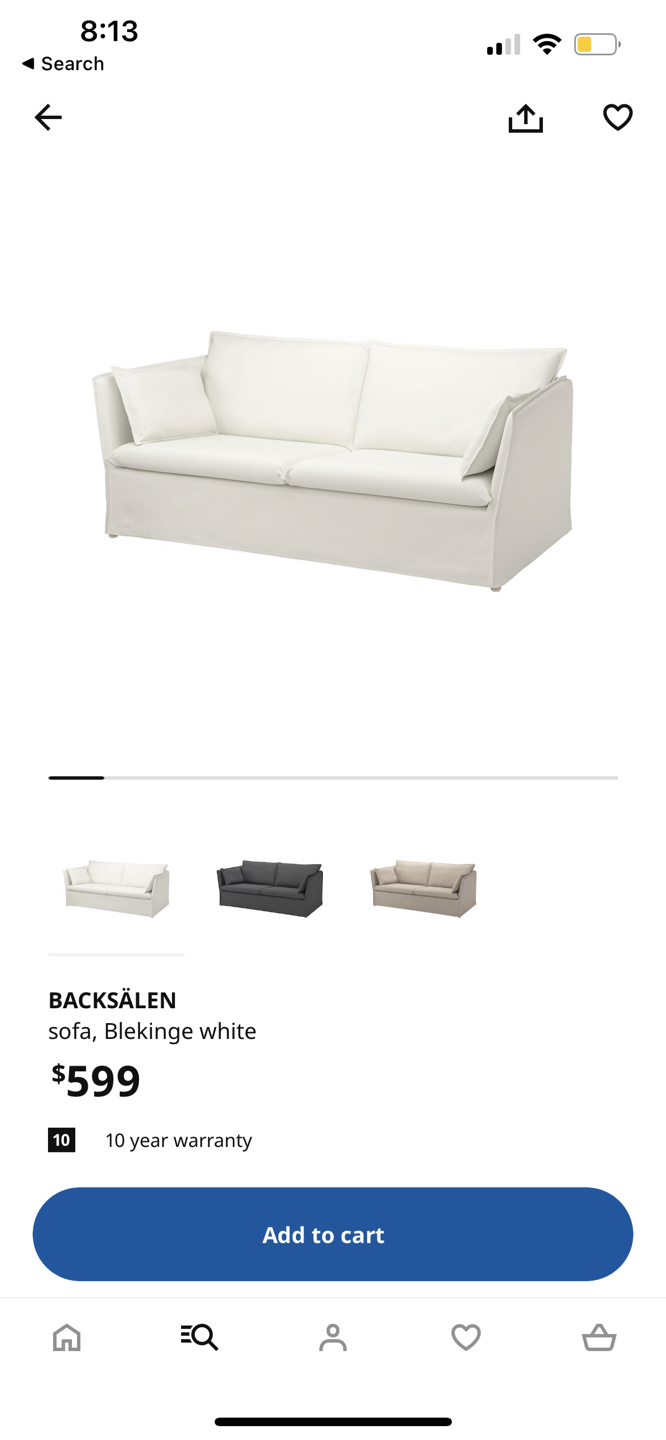Ikea Backsalen sofa for sale (white) - photo 4