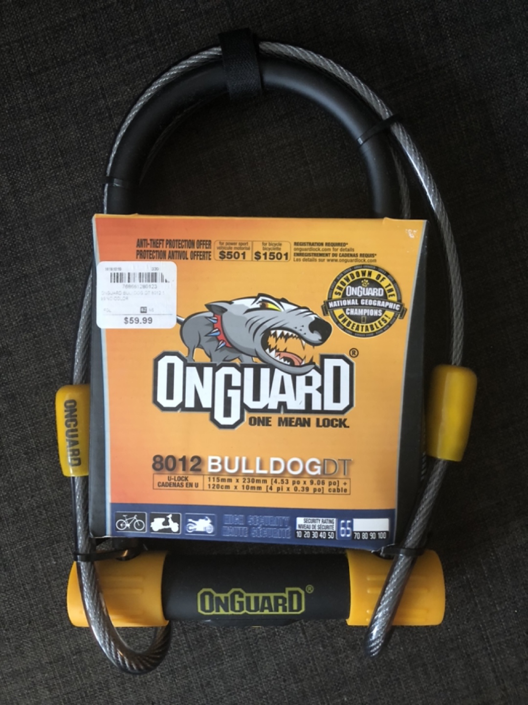 *BNIB* OnGuard Bulldog 8012 DT Bike Lock