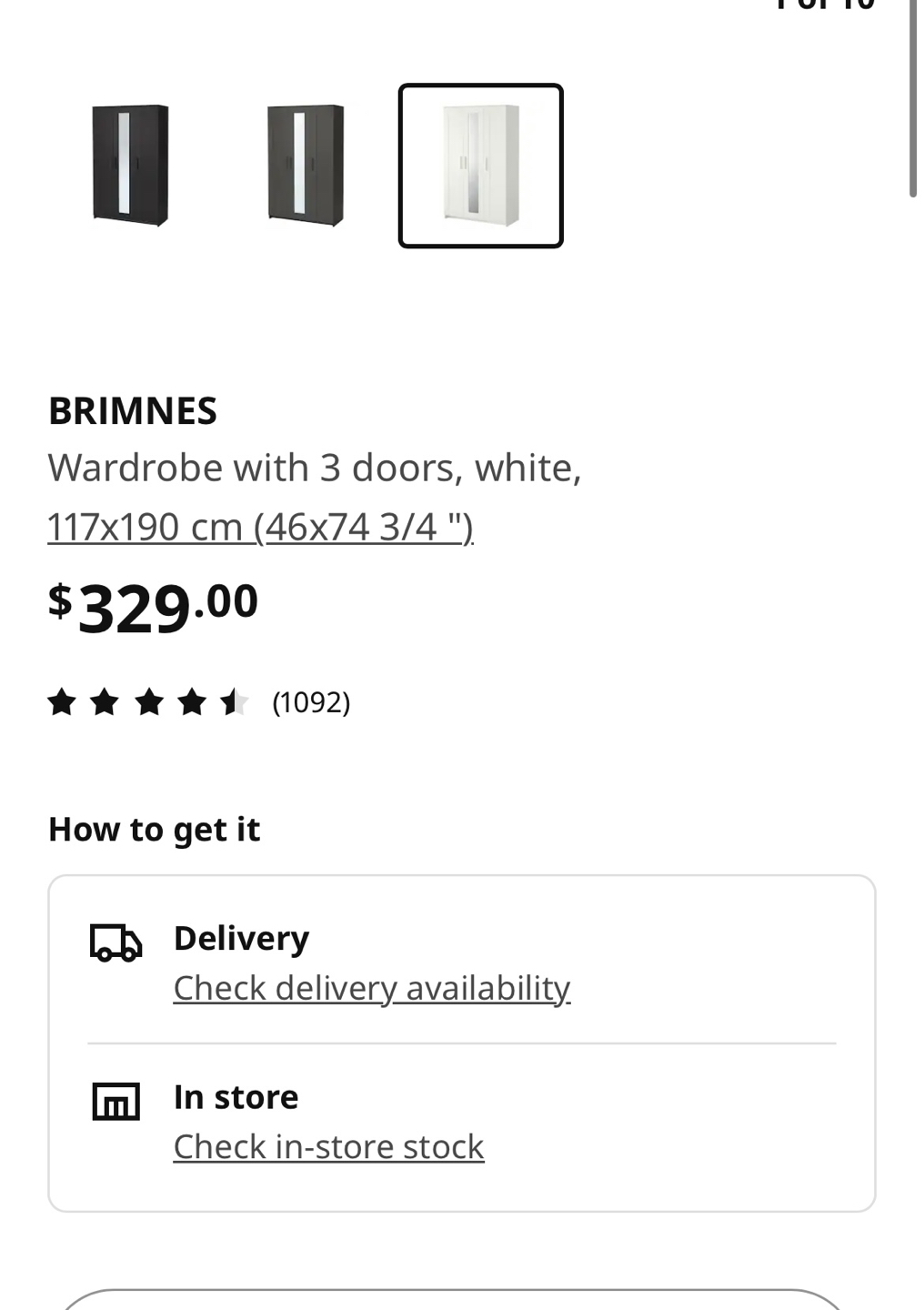 Wardrobe with 3 doors, white, - photo 2