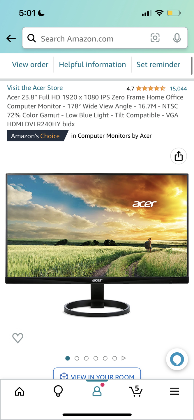 24 Acer computer monitor