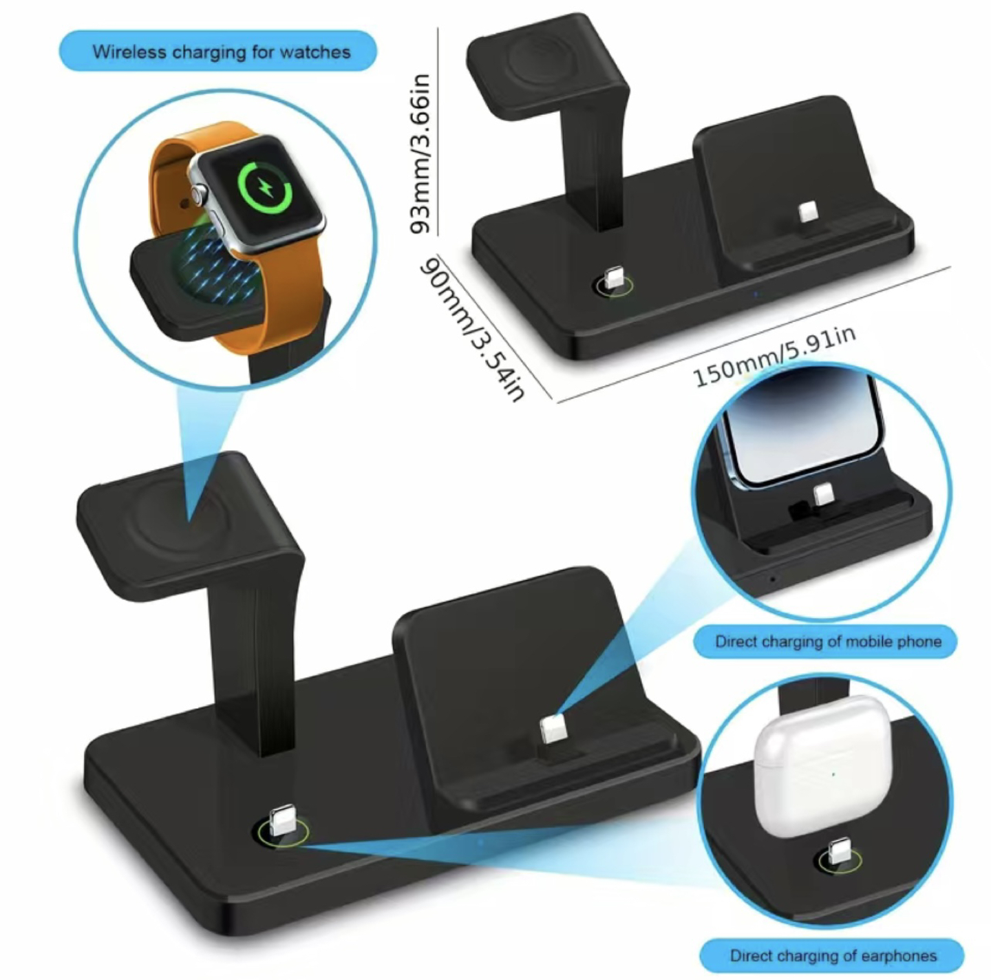 3 In 1 Wireless Charger Stand Dock For apple - photo 4