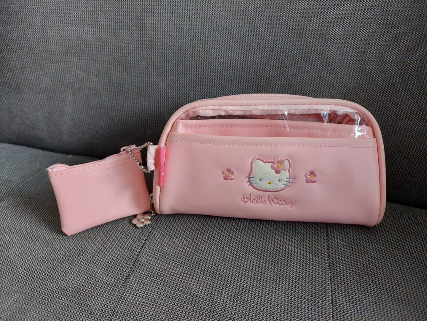 Cute pink 1998 vintage hello Kitty pencil case makeup pouch bag thumbnail
