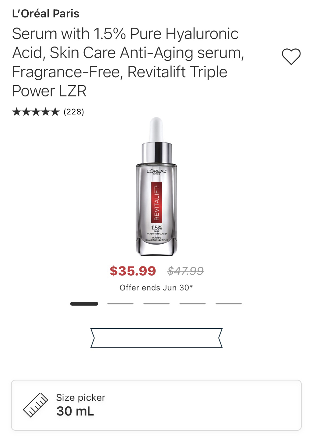 L’Oreal Revitallift Serum - brand new in box! thumbnail