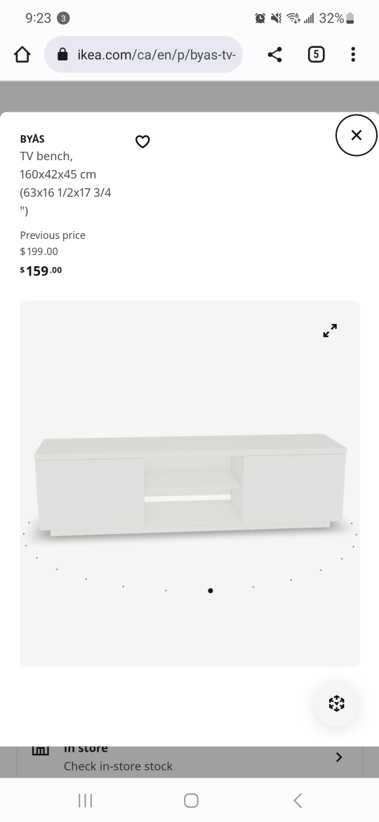 BYÅS
TV bench, high gloss white - photo 3