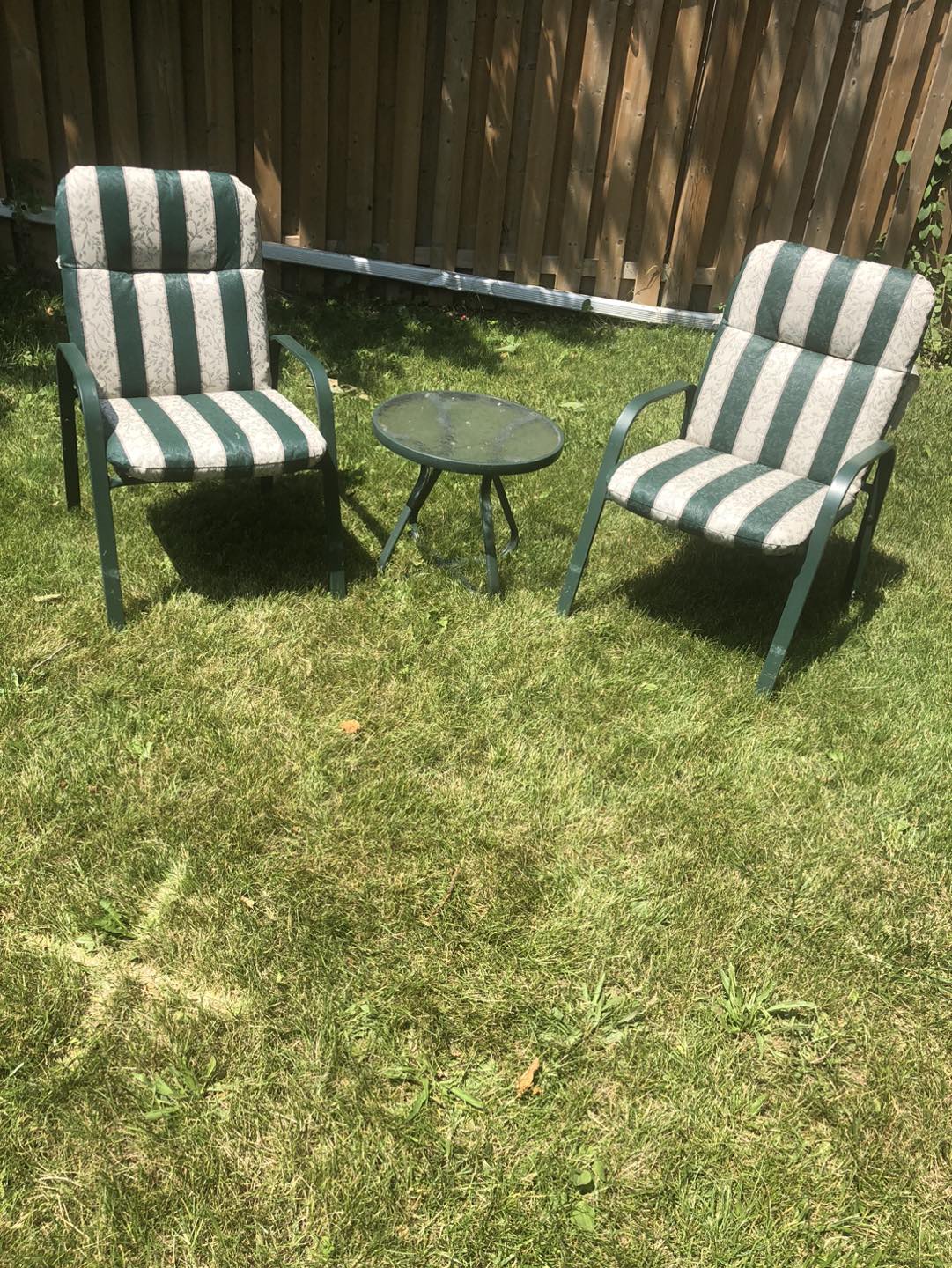 Patio set, two chairs and a table. Two sets available