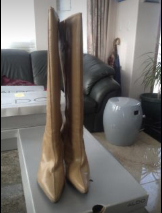 ALDO Pair light brown leather knee high boots image indicator(2)