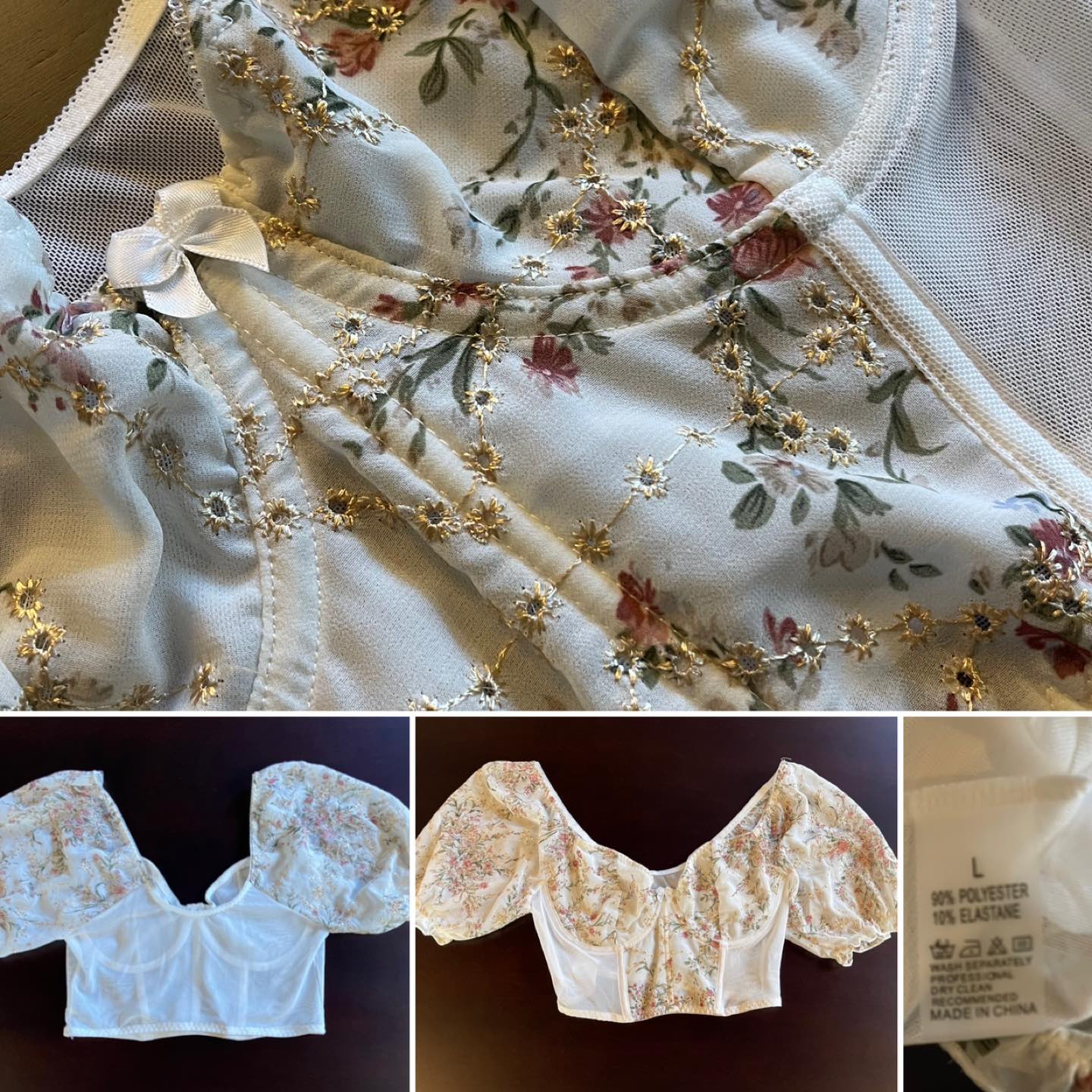 Women’s Large Embroidered Cream Corset Top thumbnail