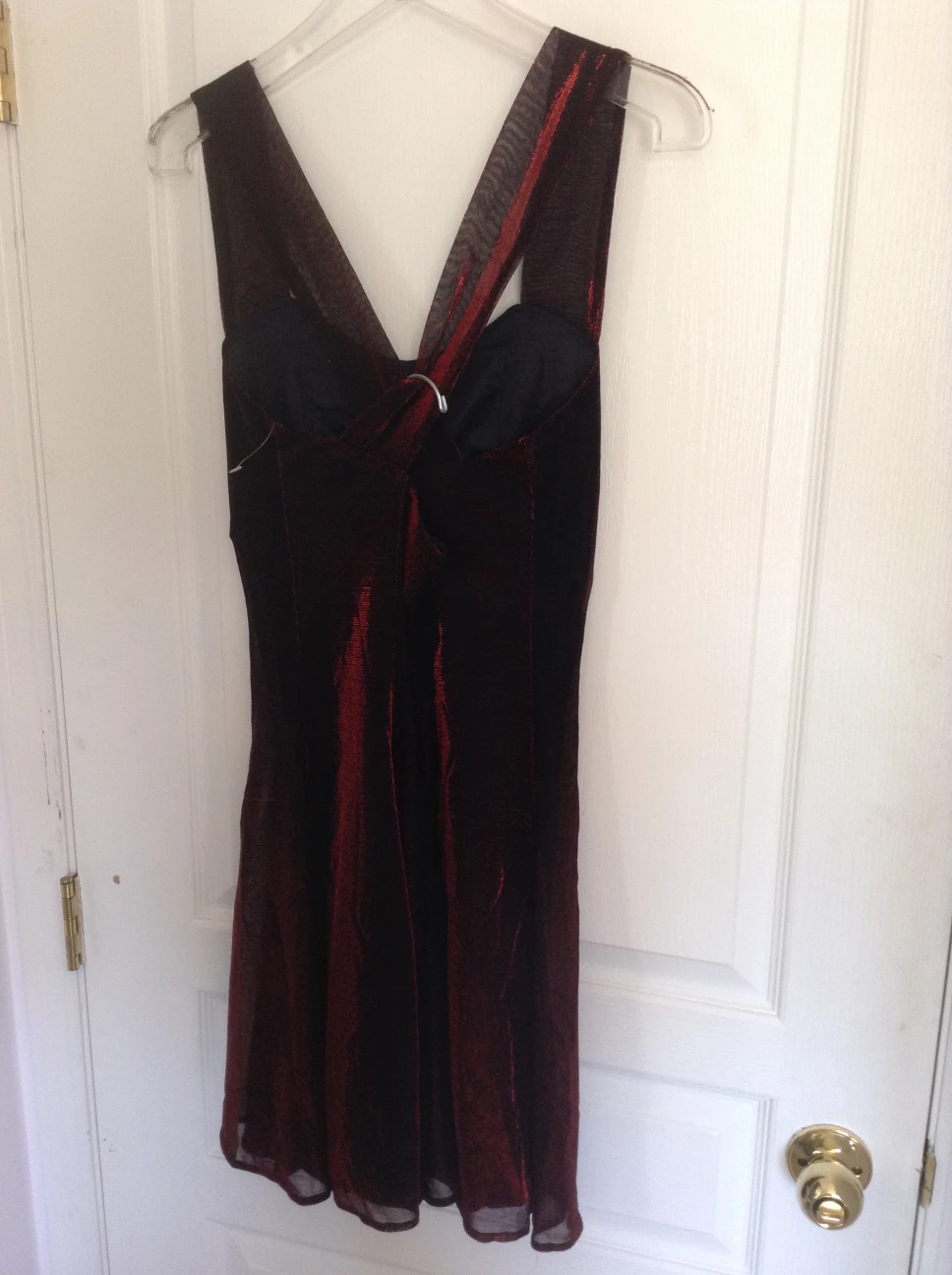 Red Satin with red shine glam cocktail dress image indicator(2)