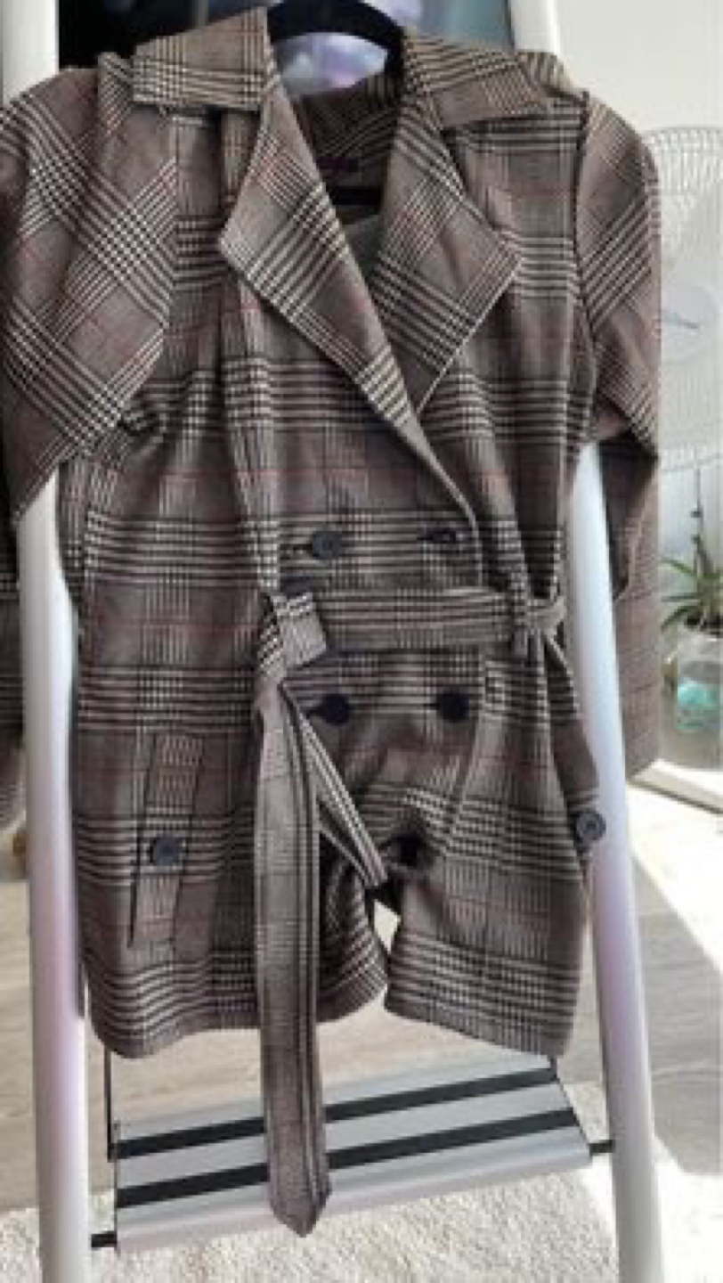 Women’s grey checked padded jacket - photo 3