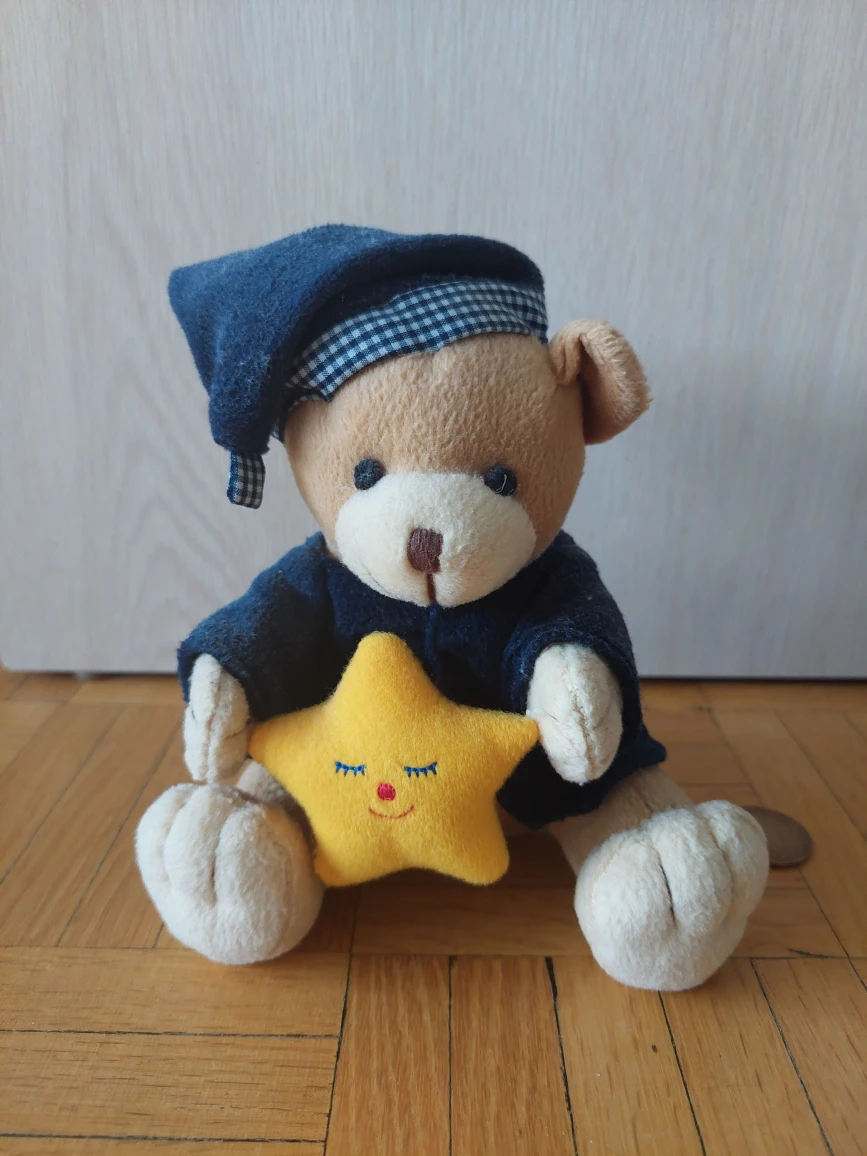 Teddy bear in pjs stuffed animal rattle toy