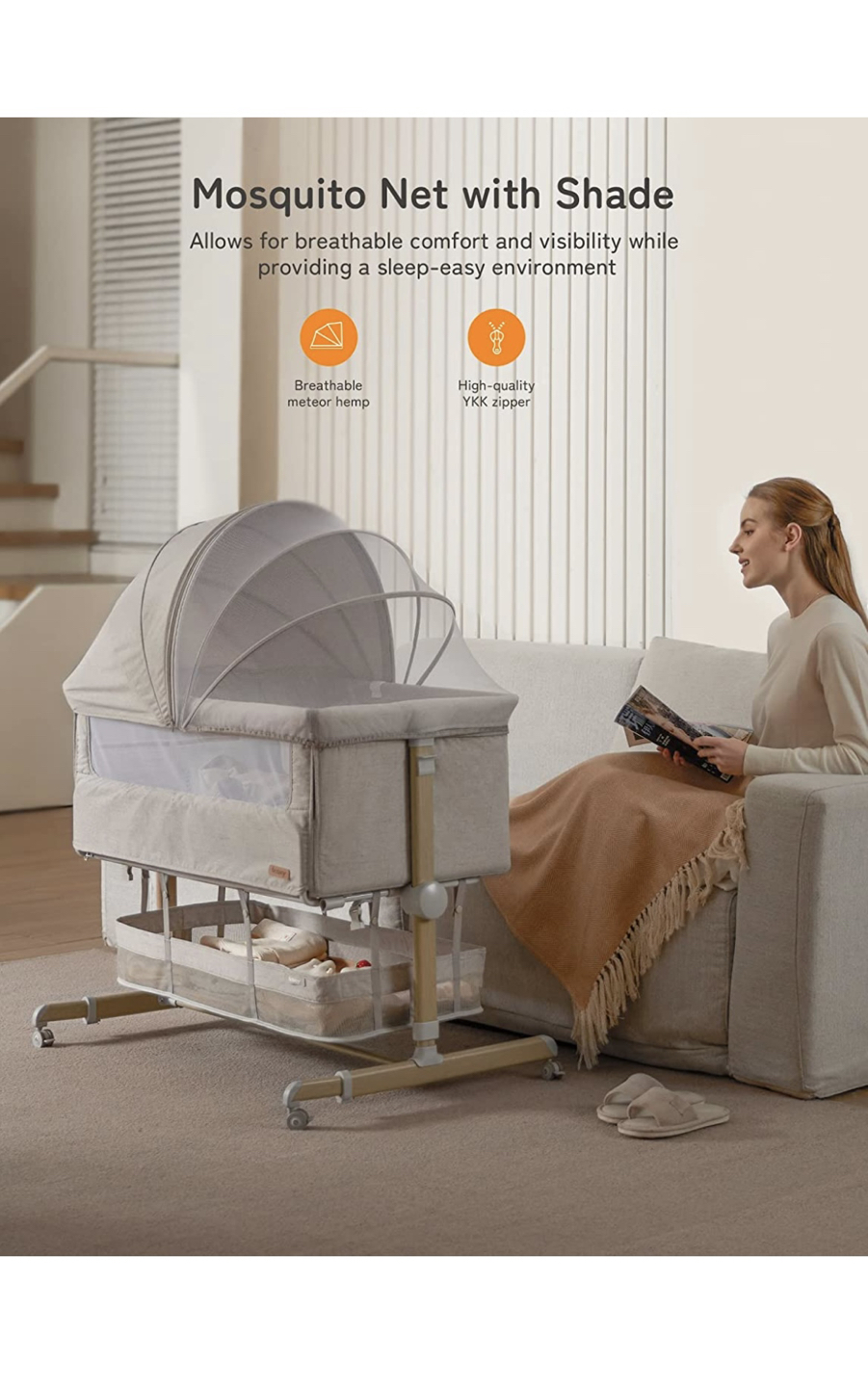 Baby Bassinet Bedside Sleeper, Bedside Bassinet for Newborn - photo 2