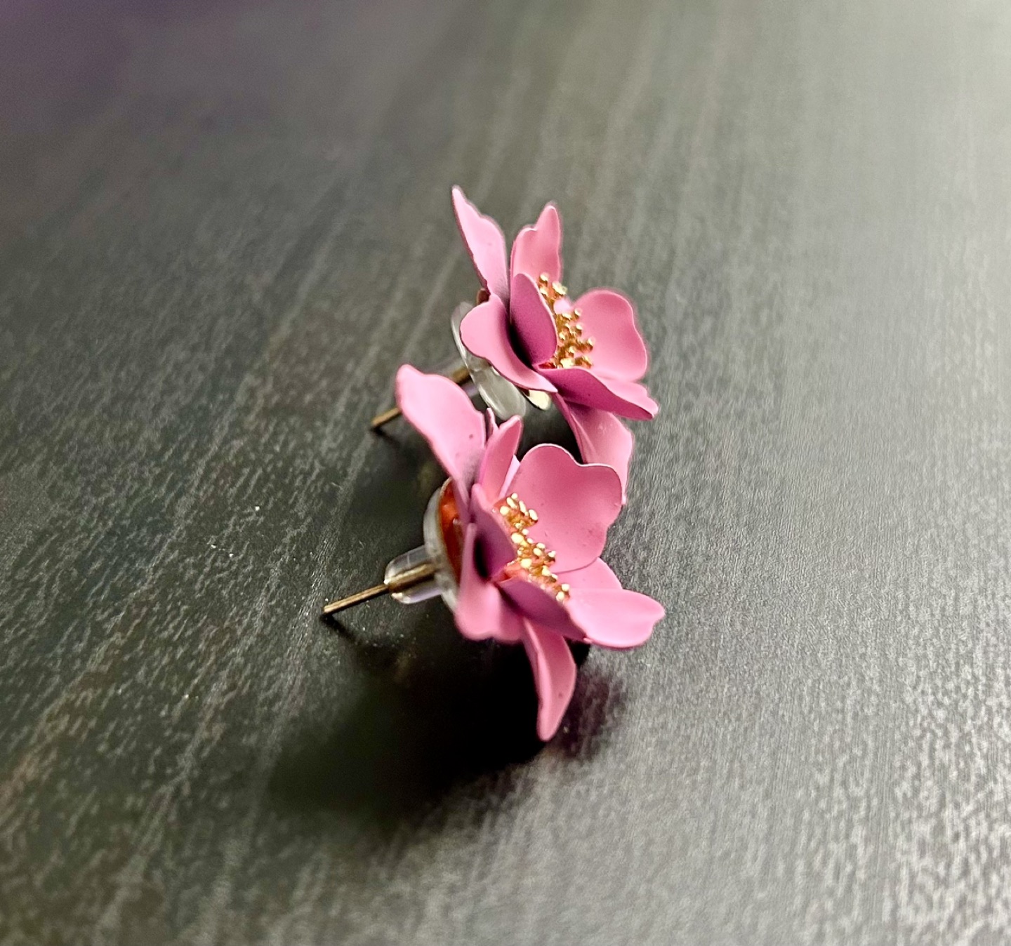 NEW Pink flower earrings image indicator(2)
