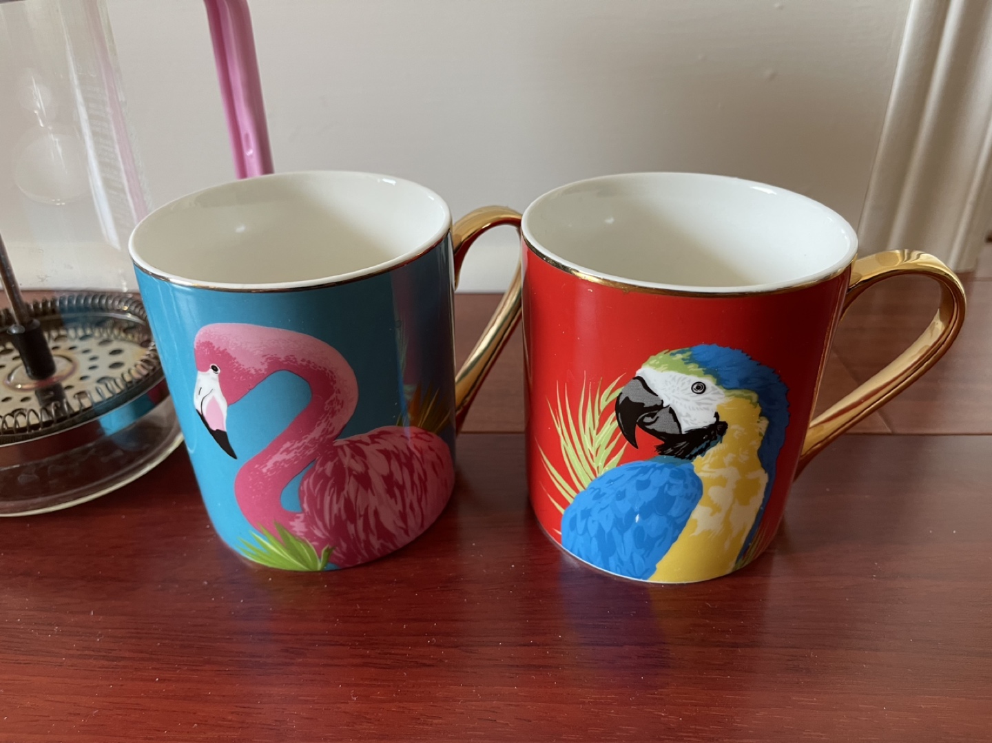 Bodum Pink French Press Set (missing 1 cup) & 2 Fun Mugs - photo 3