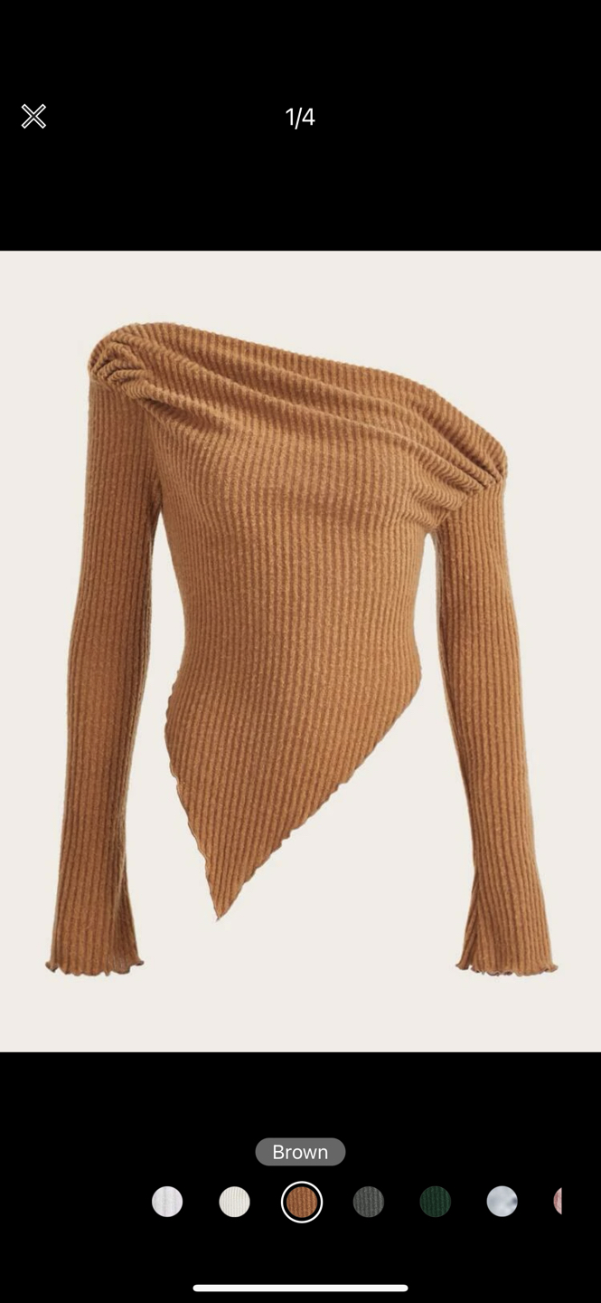 New Asymmetric Neck Rib-knit tee
