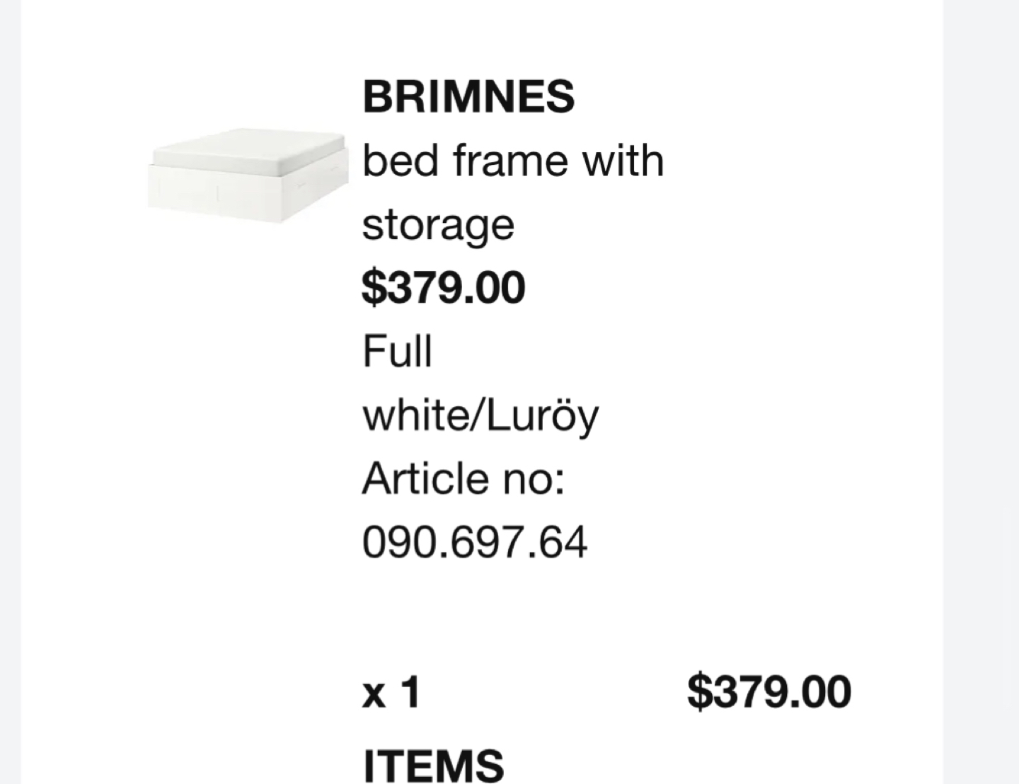 IKEA bed with storage