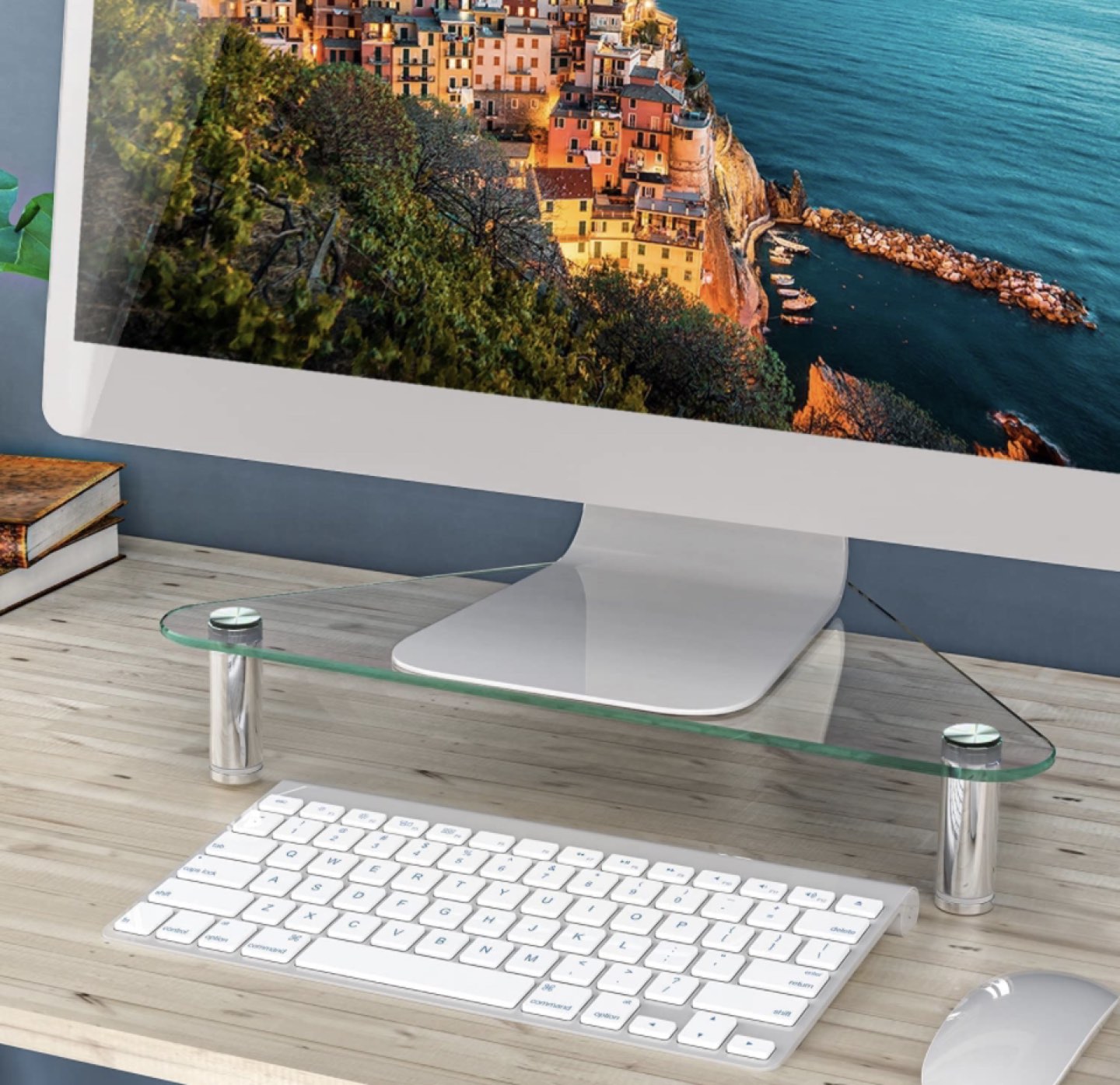 Tempered glass desktop corner stand